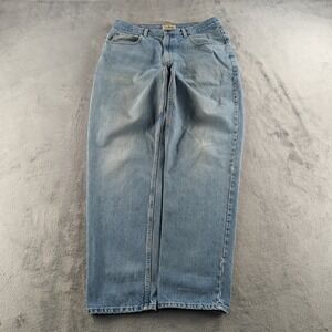 Vintage LL Bean Jeans 36x34 (Fit 34x34) Blue Light Wash Faded Relaxed Wide Skate